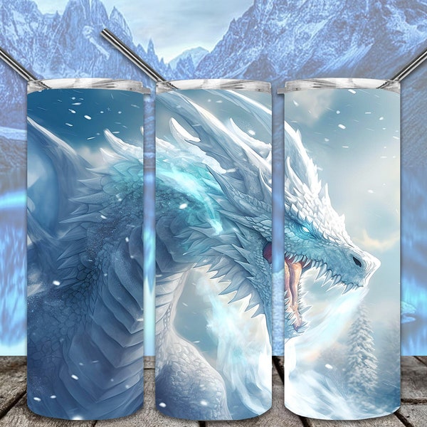 Ice Dragon 20oz Skinny Tumbler Sublimation Designs for Straight/Tapered Tumbler PNG File Digital Download