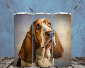 Basset Hound Lover Lover 20oz Skinny Tumbler Sublimation Designs for Straight/Tapered Tumbler PNG File Digital Download