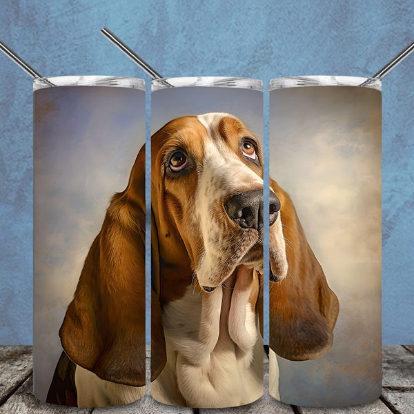 Basset Hound Lover Lover 20oz Skinny Tumbler Sublimation Designs for Straight/Tapered Tumbler PNG File Digital Download