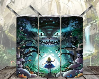 Cheshire Cat 20oz Skinny Tumbler Sublimation Designs, Movie inspired for Straight/Tapered Tumbler PNG File Digital Download