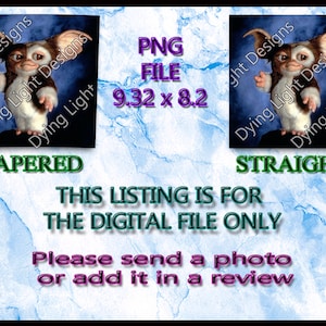 May include: Two digital images of a furry, brown and white creature with large ears. The image on the left is labelled "TAPERED" and the image on the right is labelled "STRAIGHT". The text "PNG FILE 9.32 x 8.2" is in the centre of the image.