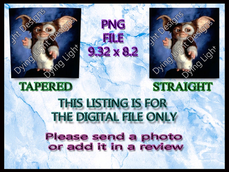 May include: Two digital images of a furry, brown and white creature with large ears. The image on the left is labelled "TAPERED" and the image on the right is labelled "STRAIGHT". The text "PNG FILE 9.32 x 8.2" is in the centre of the image.
