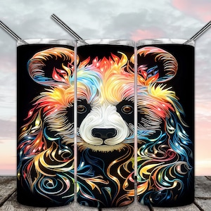 Panda Swirling Aura Sublimation Designs para Straight/Tapered Tumbler Archivo PNG Descarga digital