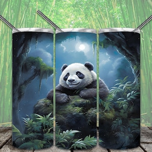 Panda Mond 20 Unzen Skinny Becher Sublimation Designs für Straight/Tapered Becher PNG Datei digitaler Download