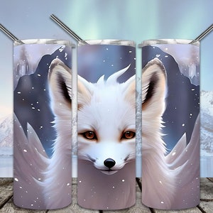Polarfuchs 20 Unzen Skinny Becher Sublimation Designs für gerade/konische Becher PNG Datei digitaler Download