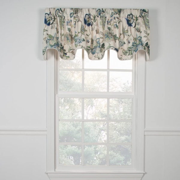 BRISS lined scallop valance with cording 70" WIDE X 17" LENGTH