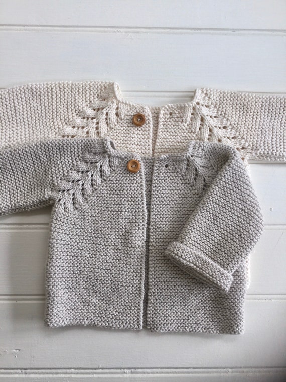 Baby Cardigan Hand Knit Baby Cardigan Norwegian Fir Top Down Cardigan Girl Boy Newborn Custom Knit Jacket Christening Cream Grey Etsy Australia