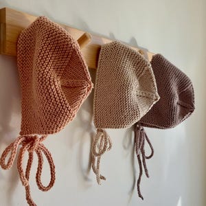 Hand-Knitted Pre Cotton Baby Bonnet: Newborn Beanie, Pixie Hat