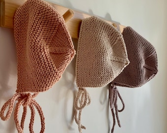 Hand-Knitted Pre Cotton Baby Bonnet: Newborn Beanie, Pixie Hat