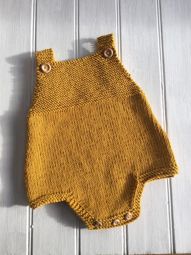 boy unisex girl playsuit onesie one piece Knitted baby romper baby shower gift rompers yellow mustard newborn knits overalls