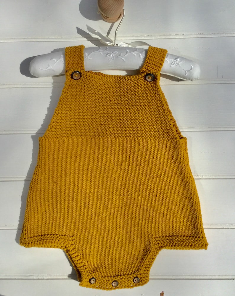 boy unisex girl playsuit onesie one piece Knitted baby romper baby shower gift rompers yellow mustard newborn knits overalls