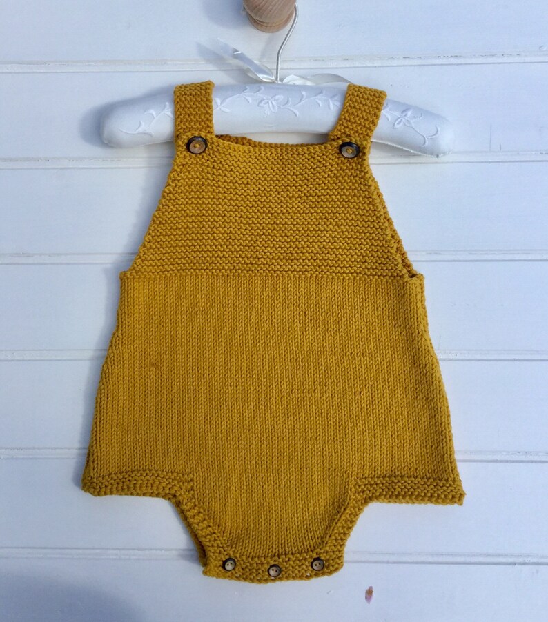 boy unisex girl playsuit onesie one piece Knitted baby romper baby shower gift rompers yellow mustard newborn knits overalls