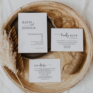 Minimalist Wedding Invitation Template, Editable Minimalist Wedding Invite, Modern Wedding Invite, Photo Wedding Invitation, POM