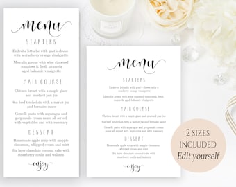 birthday menu etsy