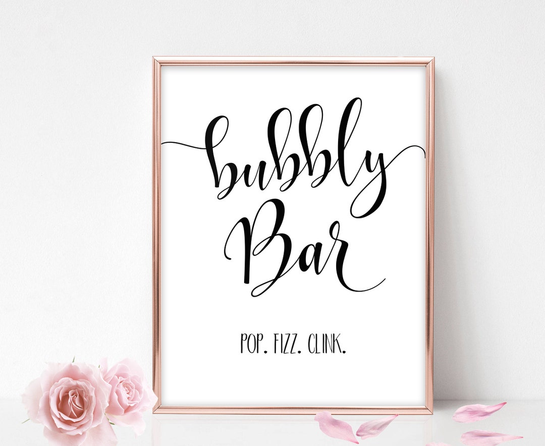 Wedding Bubbly Bar Printable Bubbly Bar Sign Printable Bar Signs Pop ...