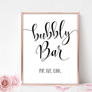 Wedding Bubbly Bar Printable Bubbly Bar Sign Printable Bar Signs Pop ...