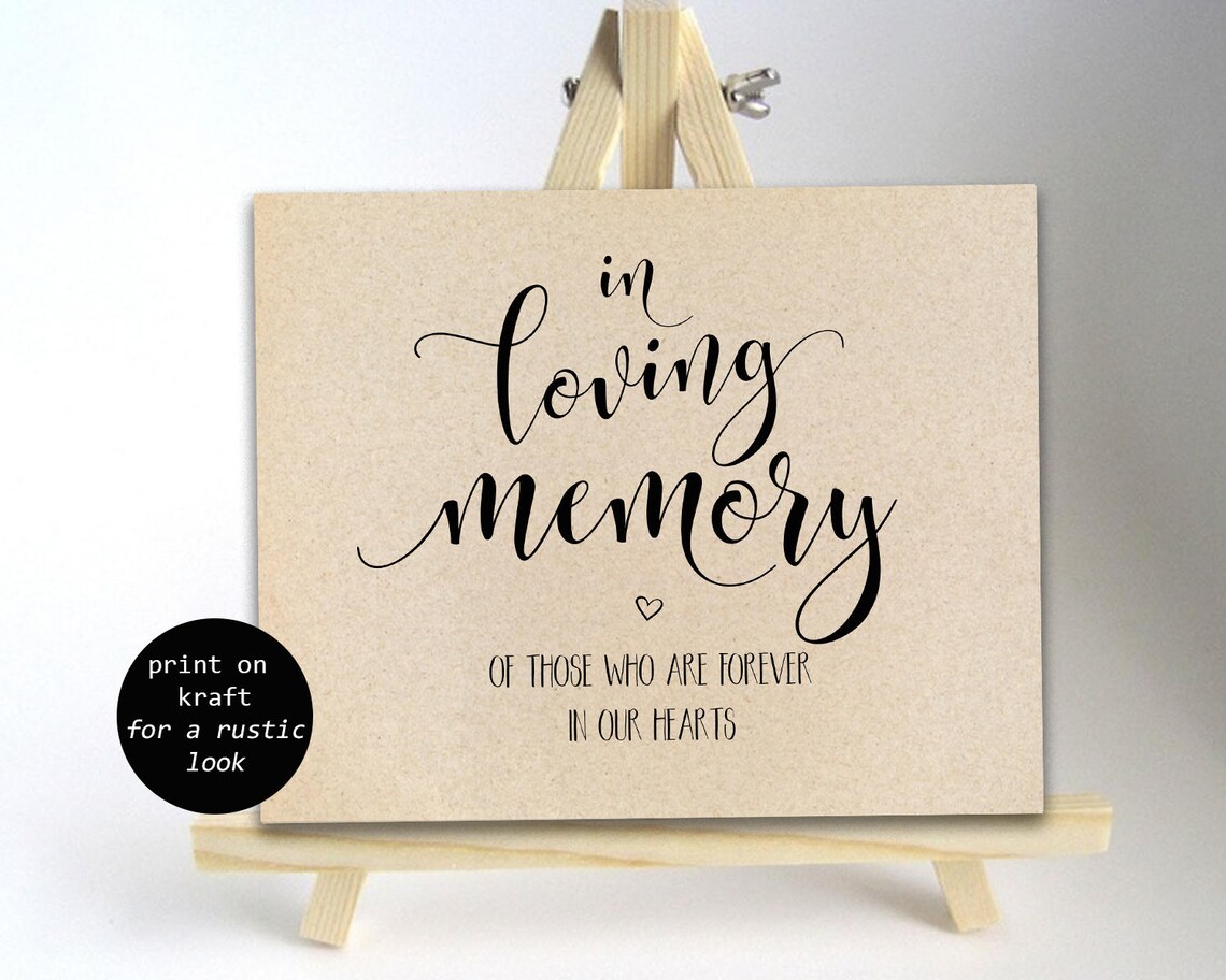 Printable In Loving Memory Wedding Sign Memorial Sign Memorial | Etsy