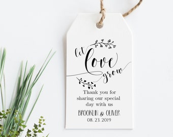 Let Love Grow Tag Template, Printable Editable Favor Tag, Wedding Favor Tag, 1.75"x3", Instant Download, Seed Packet Template, Callygraphy