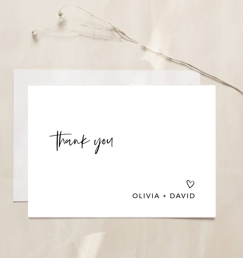 Minimalist Thank You Card Printable Thank You Note Card Etsy