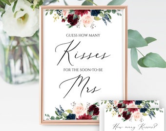 Guess How Many Kisses Bridal Shower Game (Digital Download)