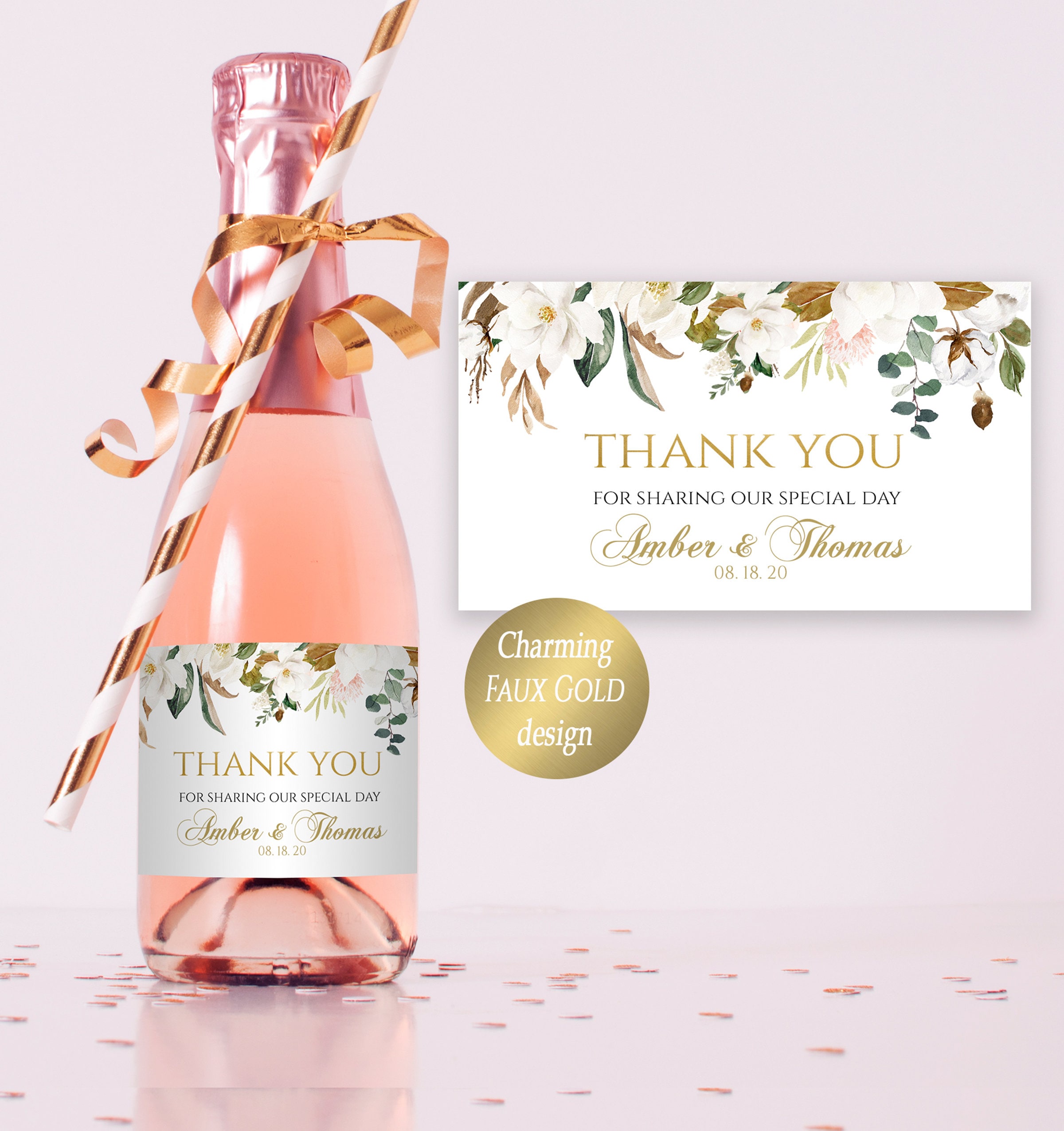 Hochzeit Mini Champagner Flaschenetiketten Dusche Mini Weinetiketten Hochzeit Gastgeschenke Hochzeit Gastgeschenke Danke Geschenk Weiße Magnolie