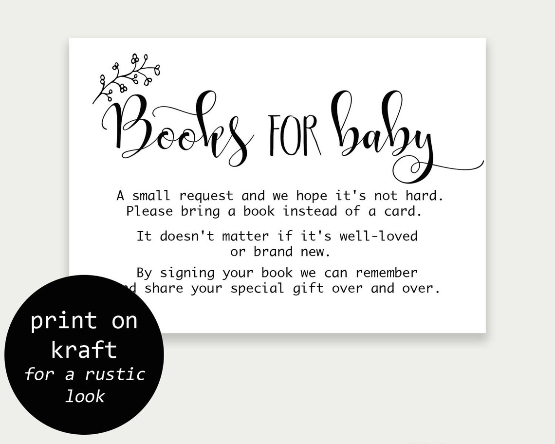 Printable Book Instead of Card for Baby Shower Book Insert | Etsy