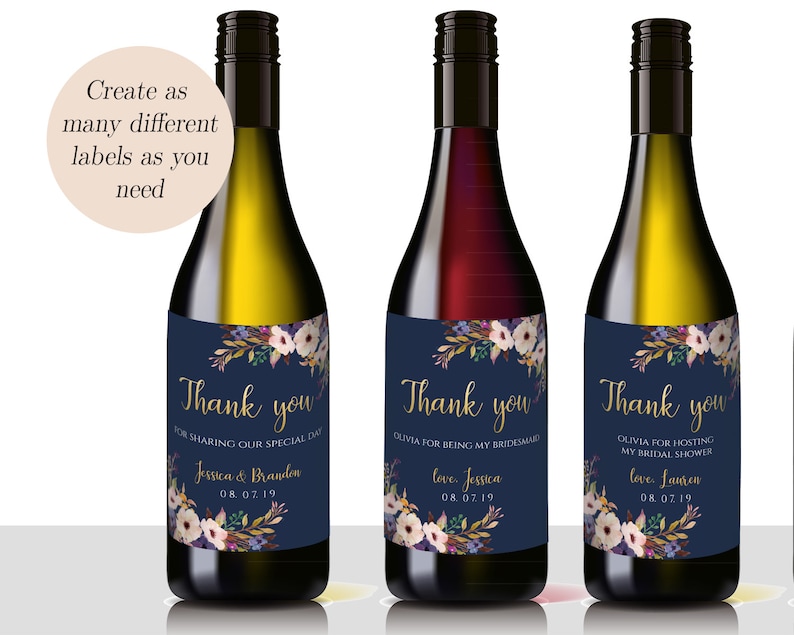 Printable Wedding Wine Labels Thank You Wine Label Thank You - Etsy