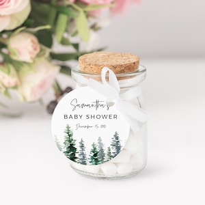 Pine Tree Baby Shower Favor Tag Template (Digital Download)