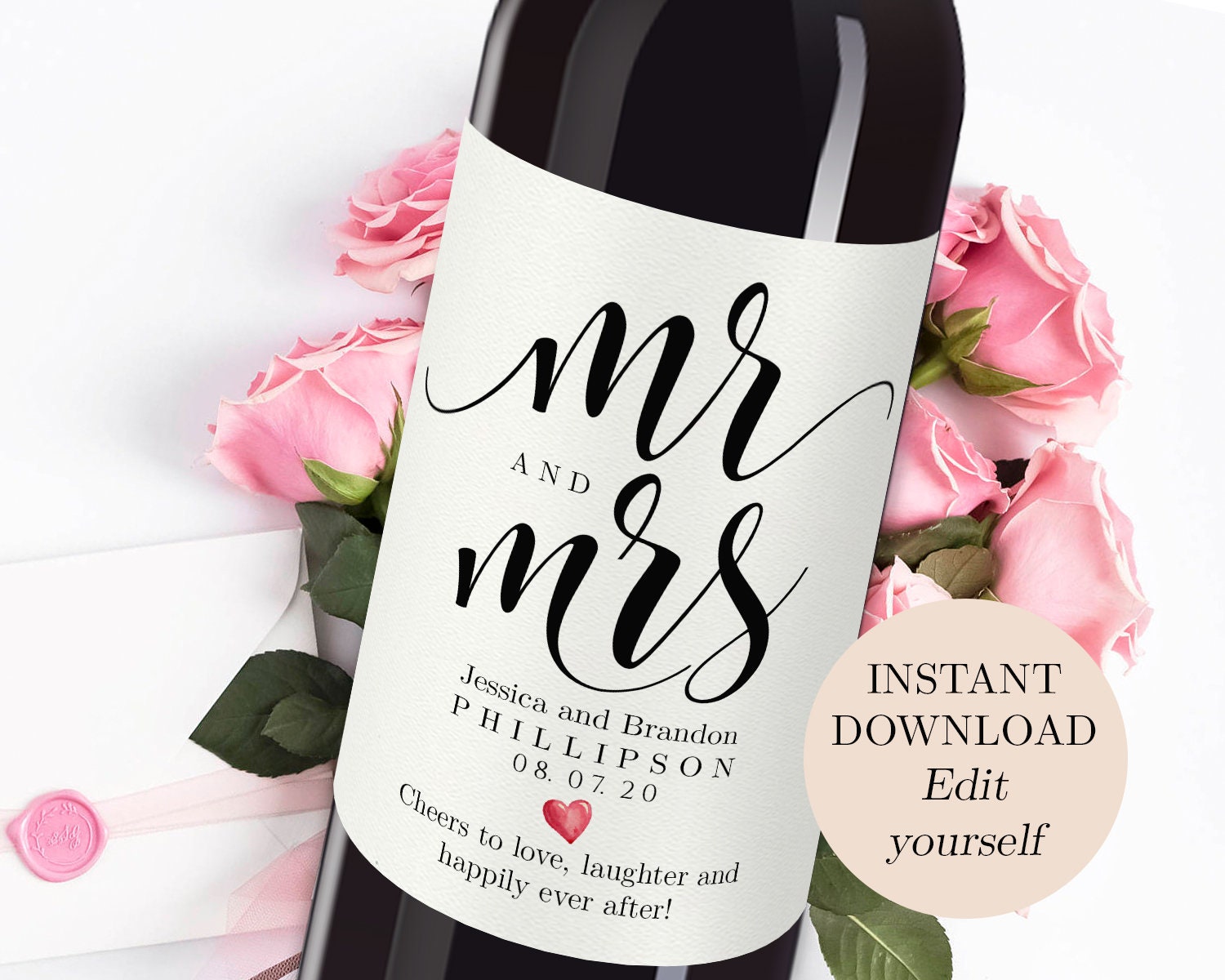 Printable Wedding Wine Bottle Labels Editable Wine | Etsy Ireland