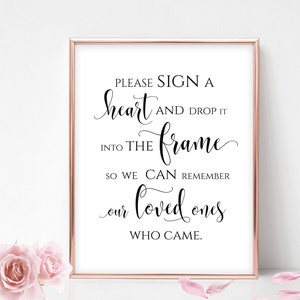 Heart Guestbook Sign: Calligraphy Wedding Reception Decor (Digital Download)