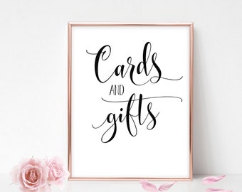 Cards and Gifts Sign Gift Table Sign Cards & Gifts Printable Wedding Sign Template Reception Instant Download Printable Calligraphy Sign