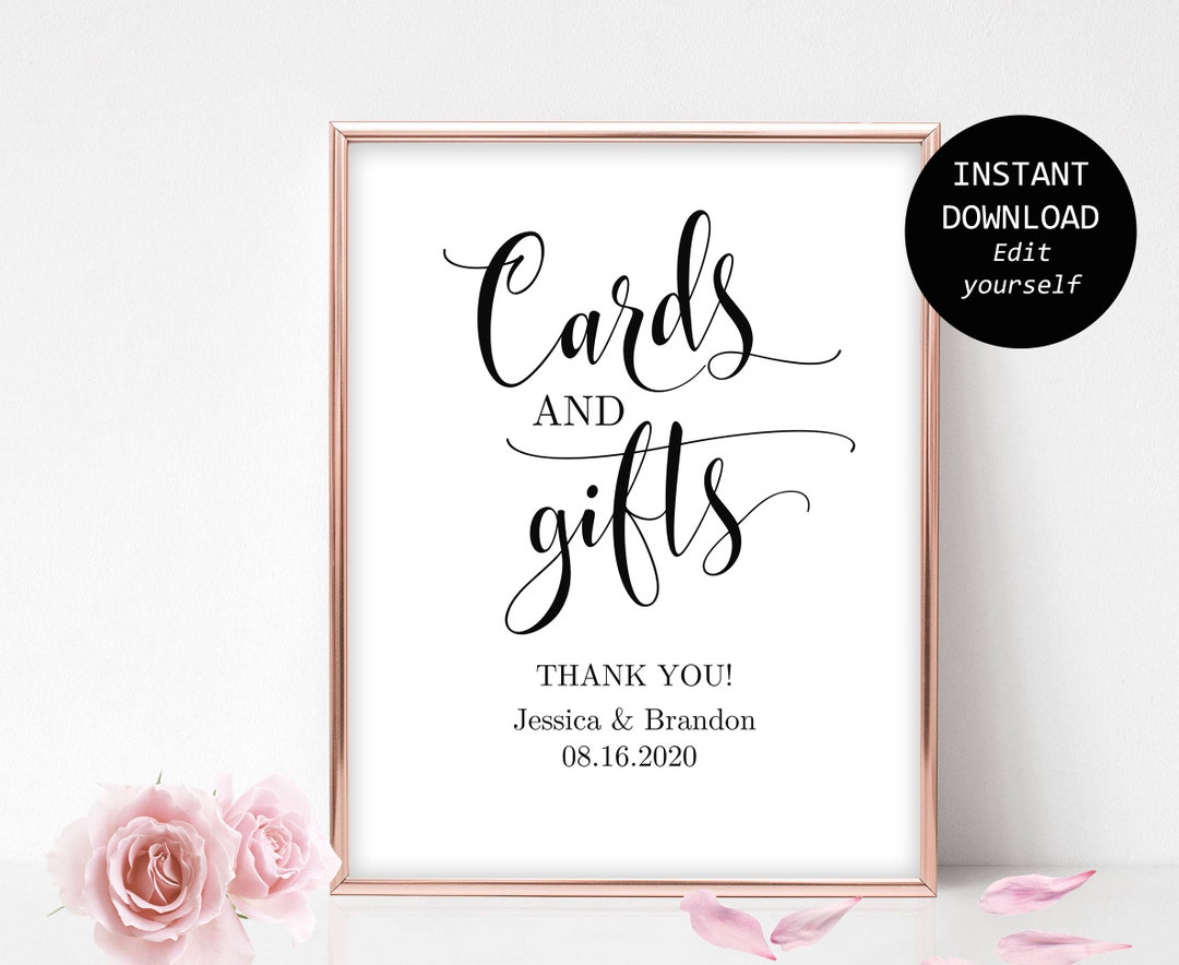 Printable Cards and Gifts Sign Instant Download Editable PDF Wedding ...