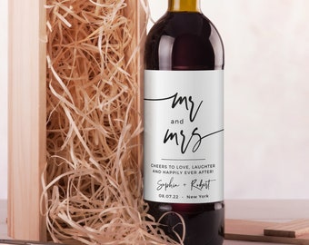 Mr and Mrs Wedding Wine Label: Editable Bottle Label (Instant Download)