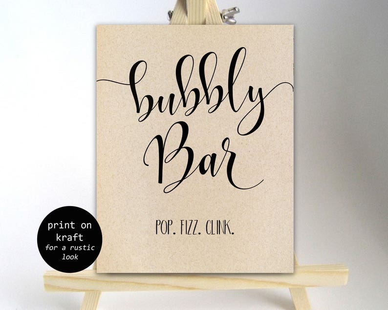 Wedding Bubbly Bar Printable Bubbly Bar Sign Printable Bar - Etsy