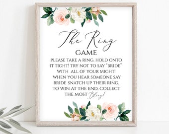 The Ring Game: Bridal Shower Game Card with Coral Flowers (PDF & JPG)