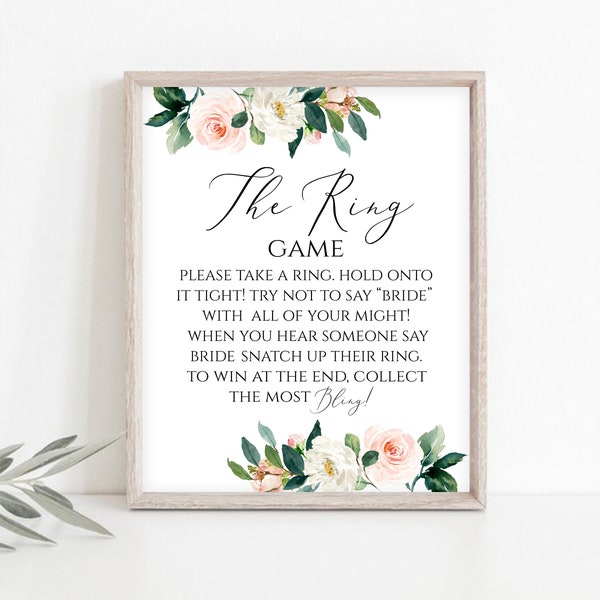 The Ring Game Don't Say Bride Game Bridal Shower Please Take a Ring Game Bridal Tea Party Bridal Cards Bridal Shower Ideas Watercolor Coral