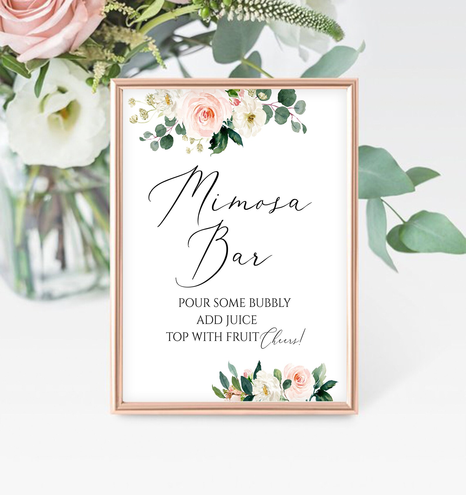 Mimosa Bar Sign Printable Blush Mimosa Bar Template Bridal Etsy