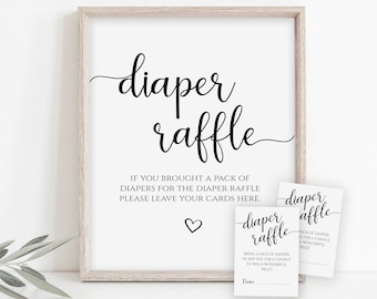 Diaper Raffle Cards Baby Shower Game Printable Diaper Raffle Sign, Diaper Raffle Cards Printable, Diaper Raffle Ticket, Modern Rustic