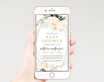 Floral Baby Shower E-vite: Girl Invitation Template (Digital Download, PPO)
