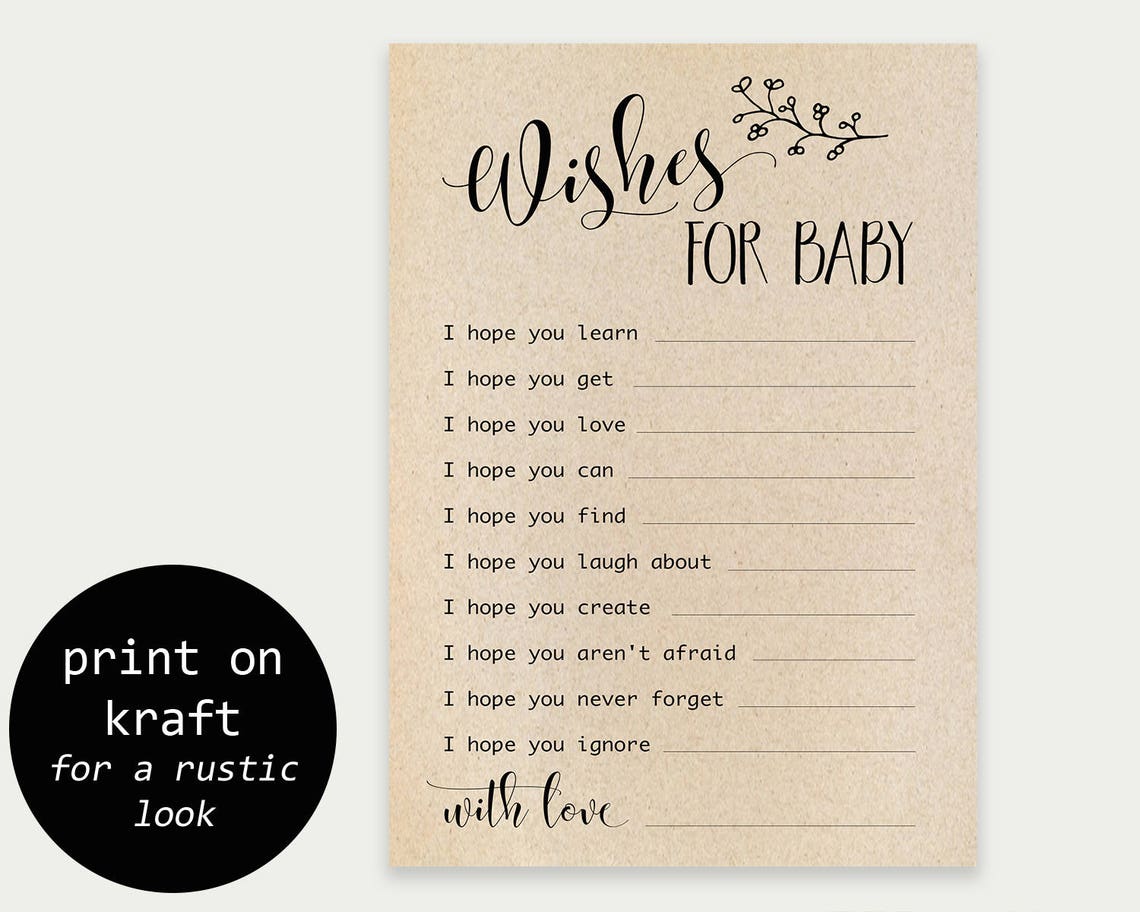 Wishes for Baby Shower Printable Wishes for Baby Printable - Etsy