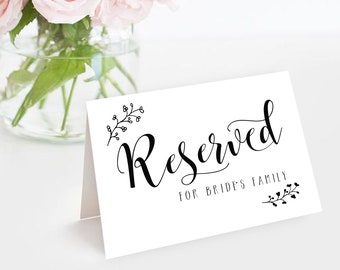 Panneau rustique « Réservé » à imprimer, panneau de mariage « Réservé », panneau de table réservé, modèles de mariage à imprimer, panneaux de placement réservés