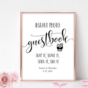Editable Instant Photo Guestbook Sign Personalized Photo Booth Sign Photo Booth Guest Book Snap It Shake It Stick It Sign It Wedding Photo