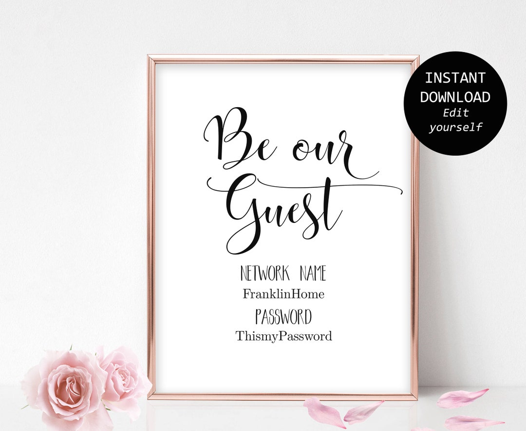 Printable Be Our Guest Sign WIFI Password Printable Wifi Password Sign ...