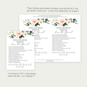 How Well Does the Bride Know the Groom INSTANT DOWNLOAD Bridal Shower ...