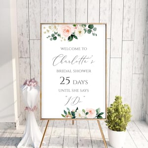 Bridal Shower Welcome Sign Template Welcome Bridal Shower Sign Bridal Shower Countdown Sign Fully Editable Welcome Sign for Bridal Shower