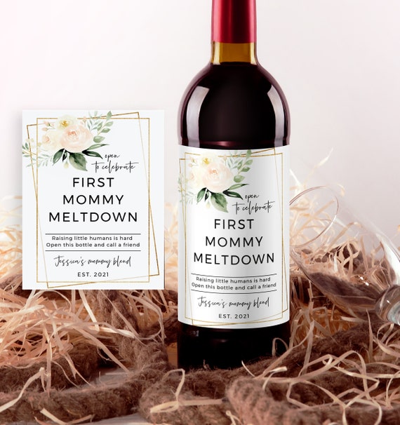 New Mom Gift Wine Labels Mommy Milestones Baby Shower Gift - Etsy