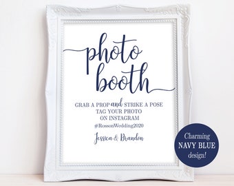 Printable Wedding Photobooth Sign Navy Blue Wedding Reception Signs Photo Booth Sign Printable Editable Instant Download 4x6/5x7/8x10/11x14