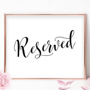 Printable Reserved Sign Wedding Reserved Signs For Wedding Reserved Table Sign Reserved Wedding Sign Reserved Landscape Reserved Seating