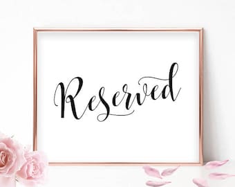 Printable Reserved Wedding Table Sign (Digital Download)