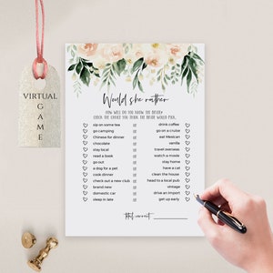 Would She Rather Bridal Shower Game, Printable & Virtual Game, 100% Editable Template, Instant Download, Templett, PPO